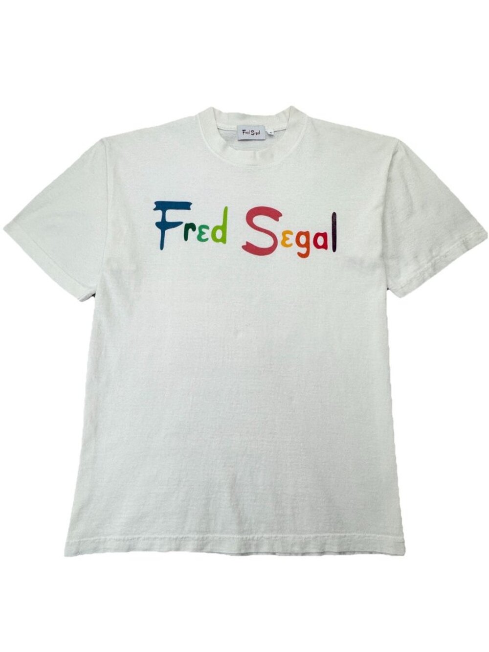 Fred Segal Los Angeles Multicolored Logo Heavyweight T-Shirt Sz. M White VTG Y2K